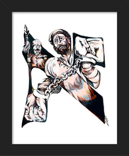 Load image into Gallery viewer, Illustrated Aleph Fine Art Poster Print With Black Frame Featuring Hershl Levy