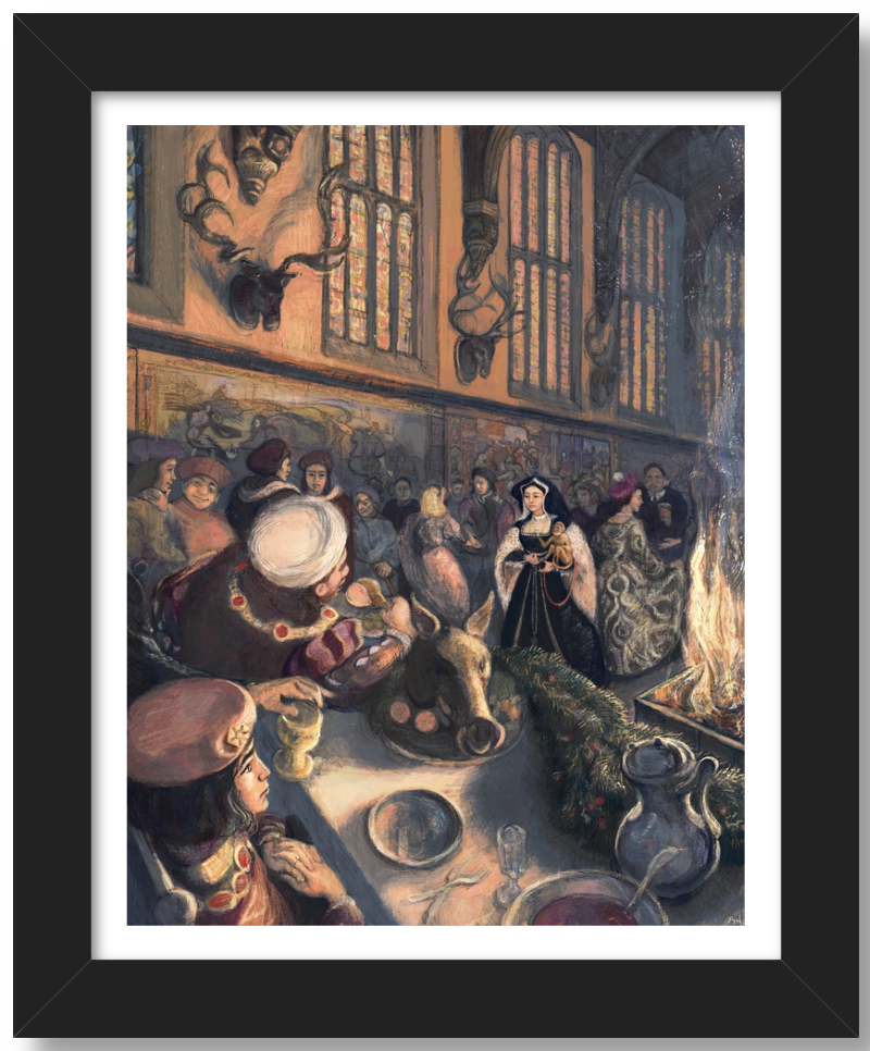 Tudor Scene Canvas Print with Frame